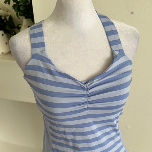 Lululemon Athletica Blue and White Striped Crossback Tank - Picture 6 of 7